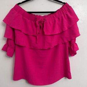 Off-Shoulder Ruffled Blouse - Pink
